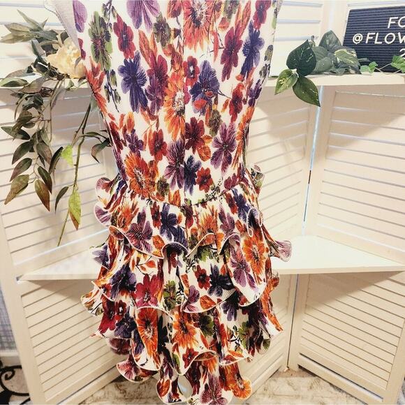 MILLY NEW FLORAL LAYERED MULTI COLORED DRESS SIZE 8 - Picture 4 of 6